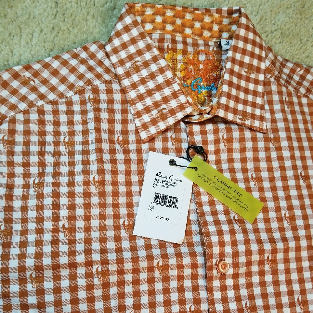 New robert graham skull endless love shirt size m